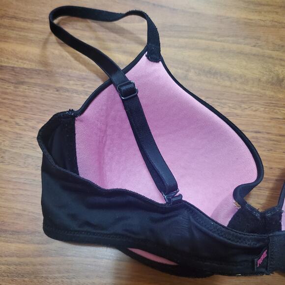 Victoria's Secret PINK Wear Everywhere Lightly Lined 36B Black Bra Underwire - Picture 3 of 12